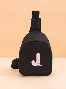 1PC Toddler Crossbody Chest Bag, Printed With A-Z Letters And Pink Heart Pattern, With Adjustable Shoulder Strap And Zipper, Suitable For Toddler Casual Daily Use, Can Be Given As A Gift - Black - View 14