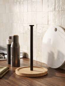 Wooden Base Paper Towel Holder, Suitable For Kitchen Countertop, Vertical Kitchen Paper Towel Roll Holder, Suitable For Bathroom Countertop, Freestanding Paper Towel Dispenser, Suitable For Large Paper Towel Rolls, Freestanding Paper Towel Dispenser, Kitchen Countertop Paper Towel Organizer. - Multicolor - View 6