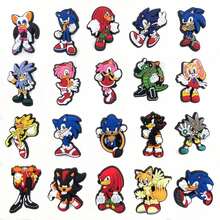 20pcs New Sonik Cartoon Hedgehog Clogs Shoe Charms PVC Decorative Buckle Accessories Birthday Gift - Multicolor - View 3