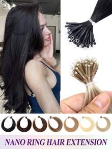 Nano Ring Hair Extensions, Natural Black, 12-22 Inches, Silky Straight Remy Human Hair, Micro Nano Ring Bead Hair Extensions For Women - Multicolor - View 2