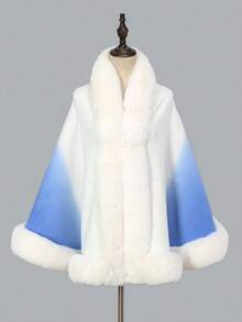 1 buah Jubah Luar Bulu Lembut Kancing Mutiara Gradien Warna Solid Musim Dingin - MultiWarna - View 13