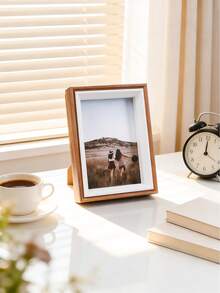1pc Dual-Color Wood Grain Photo Frame, Desktop & Wall-Mounted Dual-Use Picture Frame, Rustic Home Memory Photo Display Frame, Bedroom Living Room Apartment Dorm Aesthetic Home Decor, Housewarming Birthday Gift - Brown - View 13