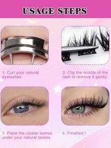 100 Pieces Of Soft, Self-Adhesive Mink False Eyelashes, Mixed Lengths Of 8-16mm, Individual, Lightweight Lashes, DIY Self-Adhesive Eyelash Extensions, Cluster Lashes, Natural Curly Cat-Eye Lashes, For Daily Use - C - View 5