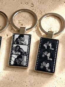 Personalized Film Strip Photo Keychain Photo Booth Custom Metal Keychain Couples Gift Anniversary For Him Her Boyfriend Girlfriend - Silver - View 3