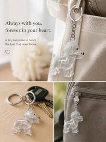 1/5/10pcs Transparent Acrylic Pet Hair Memorial Bottle With Keychain, Portable Cartoon Dog Hair Storage Container, Pet Hair Preservation Memorial Capsule, Pet Memorial Gift, Transparent Pet Hair Collection Storage Box - Transparent - View 5
