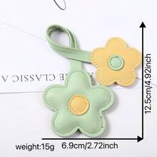 1Pc PU Leather Flower Bag Charm, Color‑Block Floral Pendant, Backpack & Handbag Hanging Decoration, Christmas Gift - Multicolor - View 6