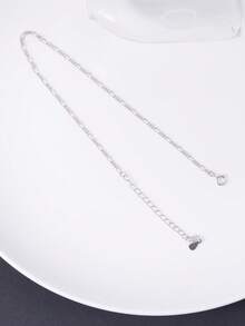 1pc 925 Sterling Silver Fine Figaro Chain Anklet Bracelet, Adjustable Chain Bracelet, Elegant Jewelry Gift Suitable For Women And Girls - Anklets - View 7