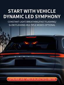 Solar Powered Car Eye Light, Wireless Cool LED Atmosphere Light, Suction Cup USB Charging, Car Decor Light, Dynamic Rear Windshield Warning Breathing Light, Suitable For SUV, Truck, Van, RV - A - View 3