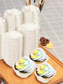Square Cake Paper Cups 200Pcs Disposable Baking Liners White Paper Cups, Easy To Use Disposable Design, Mess And Spill Prevention, For Snacks And Appetizers - White - View 6