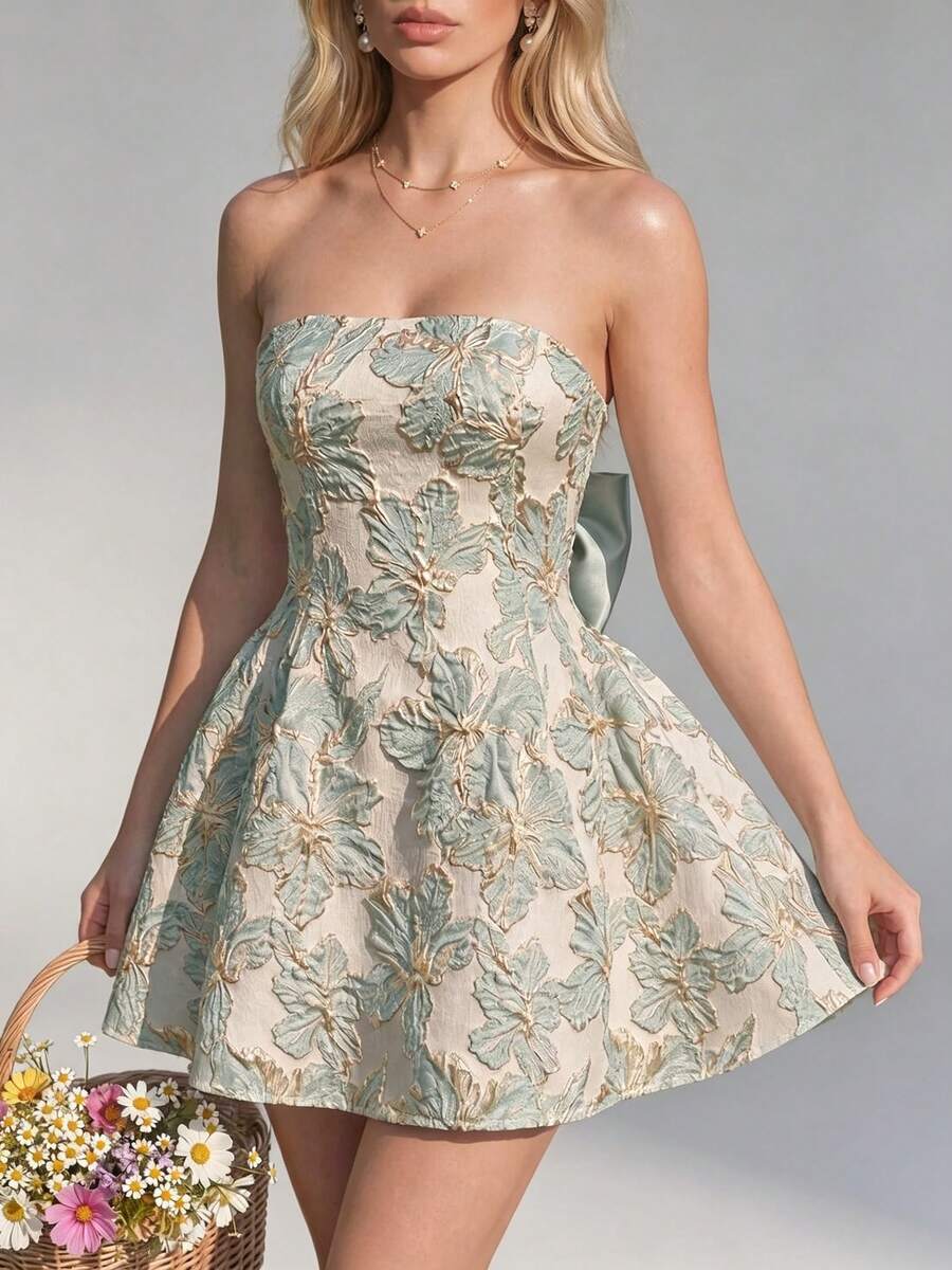 Women Short Dresses - Green - View 1