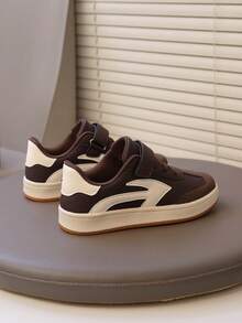 New Children's Sports Shoes Boys Hook And Loop Comfortable Flat Shoes Shoes Training Shoes - Brown - View 6