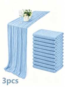 Bohemian Style Polyester Table Runner, Pleated Design, Solid Color Tablecloth, Holiday Table Decor Fabric Flag, Home Decor, Dining Table Decor, Room Decor, Wedding Decor - Multicolor - View 73