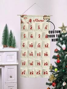 Customized Text Christmas Advent Calendar - 24-Slot Countdown Reusable Hanging Pockets, Perfect Holiday Gift And Decoration - Multicolor - View 2