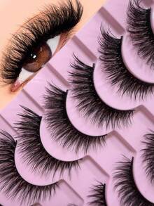 10 Pairs European & American Demon Cartoon Style False Eyelashes, Natural Soft Mixed Dense Multi-Layer Long Cross-Over 3D Voluminous Fluffy Eyelashes - Black - View 1