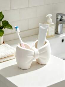 1pc Bow-Shaped Toothbrush Holder, Sink Toothbrush & Toothpaste Storage Rack, Desktop Toothbrush Organizer, Electric Toothbrush Stand, Cosmetic Storage Rack, Space-Saving Toothbrush Organizer, Suitable For Kitchen, Bathroom, Bedroom - Multicolor - View 5