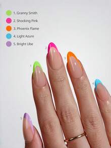150pcs Long Almond Shaped Press-On Nails, Colorful Series French Gel Nail Tips, Fake Nails Set, Can Be Used As DIY Fake Nails, Minimalist Versatile Style, 15 Sizes, Suitable For Women - Multicolor - View 4