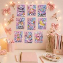 10pcs Pink Aesthetic Friendship Quote Stickers Cute Bestie Decals For Scrapbooking Bottle Gift DIY Decor - 10Pcs - View 2