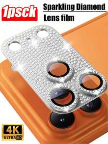 1pc Camera Lens Protector Compatible With Iphone 18Pro Max/17 Pro Max/17 Pro: Sparkling Diamond Full Coverage Camera Protector, Military-Grade Shatterproof, 4K Ultra HD, Strong Adhesion, 9H Metal Tempered Glass, Silver - Silver - View 36