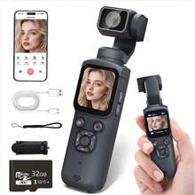 Cámara de Acción Portátil de Mano 4K HD con Estabilizador Gimbal Inteligente, Enfoque Automático Rápido y Seguimiento, Compatible con Trípode, Adecuada para Grabación de Video, Fotografía con Dron, Uso Doméstico, Grabación de Viajes, Transmisión en Vivo, Seguimiento de Rostro/Objeto y Grabación en Tarjeta SD - Ver 12