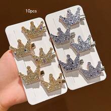10pcs Gold & Silver Crown Hair Clips, Sweet Style Hair Accessories For Daily Wear - Multicolor - View 11