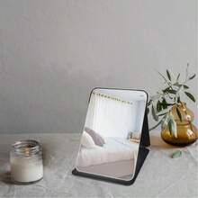 Foldable Makeup Mirror, Suitable For Vanity, Easy To Store, Space-Saving. Also Suitable For Bathroom And Student Dorm. Portable Desktop Makeup Mirror - Black - View 5
