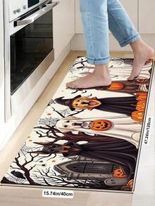 1/2pcs Halloween Doormat, Pumpkin Pattern, Autumn Vintage Diatomaceous Earth Mat, Super Absorbent, Non-Slip, Perfect For Bathroom, Kitchen And Dining Room, Quick Dry, Machine Washable, Perfect Gift For Home Decor And Bathroom Mat, Halloween Holiday Gift! - Multicolor - View 18