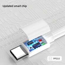 6A USB A 轉 Type C 快充傳輸線 3.3ft/6.6ft 1入 USB C 數據線，相容 Galaxy S24/S23/S22/S21/S20/S10E Note20/10 及其他智慧型手機，USB-C 快充數據線，手機 Type C 充電線 - 白色 - 查看 5