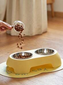 2-In-1 Cat Feeder & Water Dispenser - Dual Bowl, Easy-Clean Pet Food & Water Dispenser With Cute Cat Design, Multiple Colors For Healthy Cat Diet, Cat Feeder And Water Dispenser, Playful Design, Durable Plastic - Multicolor - View 3