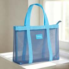 HUAJIE 1pc Large Capacity Transparent Mesh Tote Bag, Portable A4 Document & Stationery Storage Handbag, Breathable Multi-Pocket Organizer Bag, Suitable For School, Office, Art Supplies - Single Piece - View 10