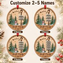 Custom Wooden Family Name Christmas Ornament, Personalized 2-5 Names Winter Signpost Decor, Rustic Snowman Forest Style, Customized Door And Wall Hanging, Customizable Christmas Tree Ornament, 2026 Family Keepsake, Wood Street Sign, Holiday Gift - Style C - View 3