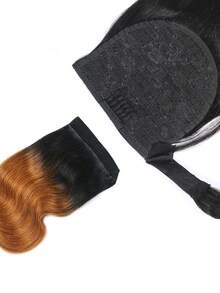 Body Wave Ponytail Human Hair Extension For Women Brazilian Virgin Human Hair Ponytail Hair Pieces With Magic Paste Wrap Around Natural Black Color - Natural Black - View 4