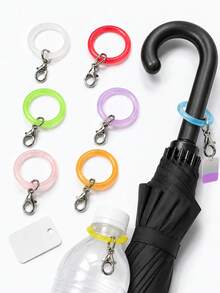 4/10pcs Silicone Umbrella Marker Rings With Lobster Clasp, Colorful Rubber O-Rings For Umbrella Handle Identification, Bag Charms And DIY Accessories, Random Mixed Colors - Silicone Decorative Ring With Lobster Clasp - View 1