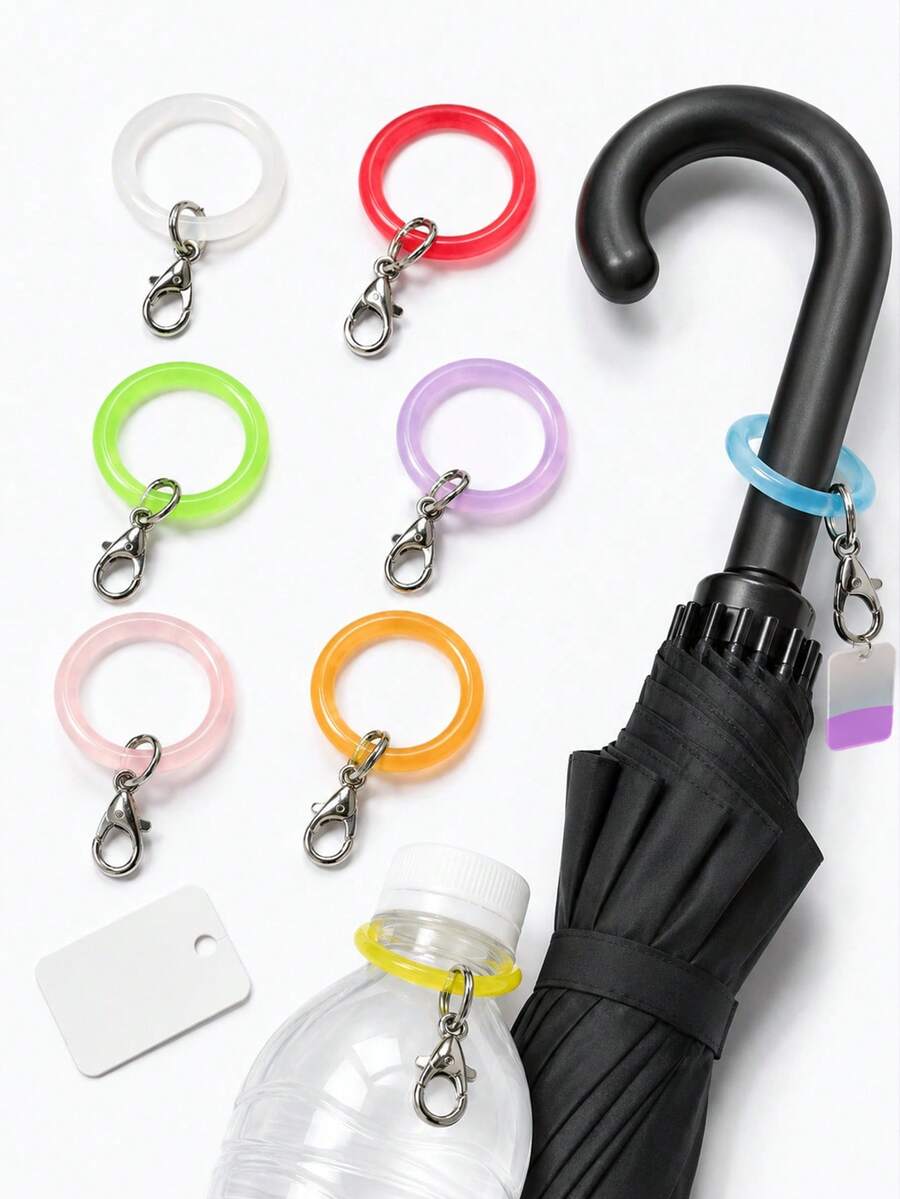 4/10pcs Silicone Umbrella Marker Rings With Lobster Clasp, Colorful Rubber O-Rings For Umbrella Handle Identification, Bag Charms And DIY Accessories, Random Mixed Colors - Silicone Decorative Ring With Lobster Clasp - View 1