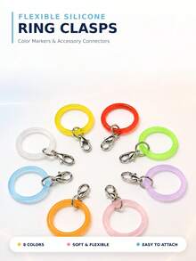 4/10pcs Silicone Umbrella Marker Rings With Lobster Clasp, Colorful Rubber O-Rings For Umbrella Handle Identification, Bag Charms And DIY Accessories, Random Mixed Colors - Silicone Decorative Ring With Lobster Clasp - View 8