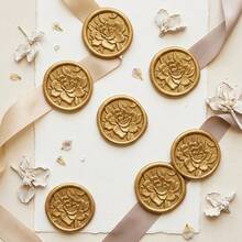 20 PCS 3D Relief Floral Wax Seal Stickers,Wedding Invitation Envelope Botanical Seal Stickers,Self- Adhesive Antique Gold Flower Stickers, Perfect For Invitation, Gift Wrapping, Party-Brown - Flower - Brown - View 7
