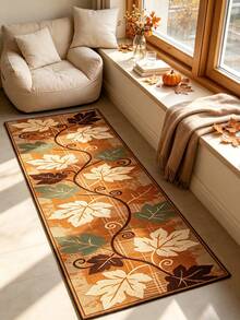 1pc Autumn Maple Leaf Pastoral Style Home Decor Rug, Orange Brown Beige Green, Long Strip Rug, Suitable For Hallway Entryway Corridor Stairs Living Room, Decorative Rug, Bedroom Decor, Small Rug, Rug, Home Decor, Living Room Rug - Multicolor - View 6
