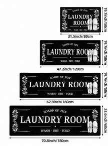 DAJIANG 1pc Modern Laundry Room Mat, Soft Striped Rug, Entryway Carpet, Kitchen Mat, Machine Washable, Anti-Dust Letter Carpet, Home Decor, Holiday Room Decoration - Multicolor - View 3