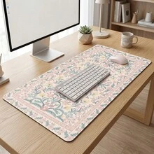 ICasso Pink Floral Pattern Desk Mat, Non-Slip Rubber Base, Fine Stitched Edges, Can Be Used As Mouse Pad, Desk Protector, Study Mat, Keyboard Pad, Multiple Sizes Available, 15.7*35.4 Inches (40*90 Cm), Ideal Gift For Birthdays And Holidays - Computer Keyboard Pad, Laptop Pad, Suitable For Gamers, Office Workers And Students, Minimalist Design. 1 Piece - Multi-color - View 5