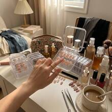 1/5 PC Creative Nail Art Storage Box, Transparent Acrylic Dustproof Nail Art Display Box, Suitable For Storing Jewelry, Bracelets, Cards, Nail Technician Supplies, Cosmetics, Travel Essential,And Dorm Room Essential For The Start Of The School Season - Multicolor - View 4