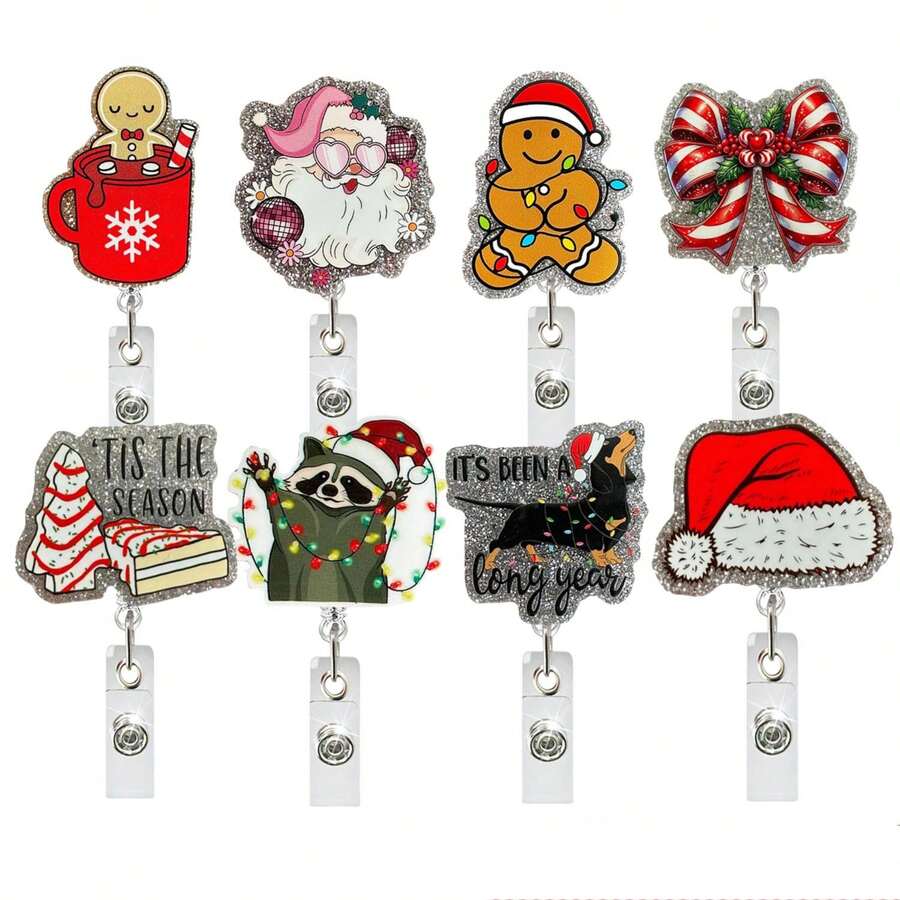 1pc Christmas Fun Retractable Badge Reel ID Holder, Suitable For Hospitals, Schools, ID Card Holders, Christmas Party Gift - Multicolor - View 1