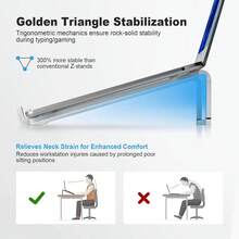 Foldable Laptop Stand With Open Frame Design, Anti Slip Feet, Portable Collapsible Structure, Heat Dissipation Space Saving Desk Organizer Rack Notebook Computer, Office Storage Holder For Work Study Room Decor - Multicolor - View 10