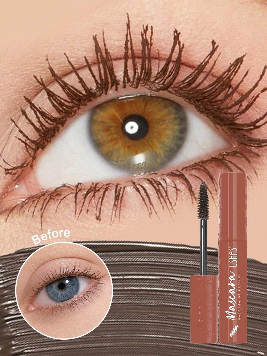Maskara Warna-warni USHAS, 2 Warna, Tahan Air & Anti Luntur, Memberikan Volume & Memanjangkan, Tidak Menggumpal, Cocok untuk Riasan Panggung Cosplay Halloween - #02 Cokelat Kastanye - View 1