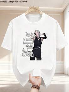 Unisex Adult T-ShirtUnique Singer Portrait Unisex 100% Cotton Youth Concert‑Fan All‑Season Street‑Wear Tee - White - View 1