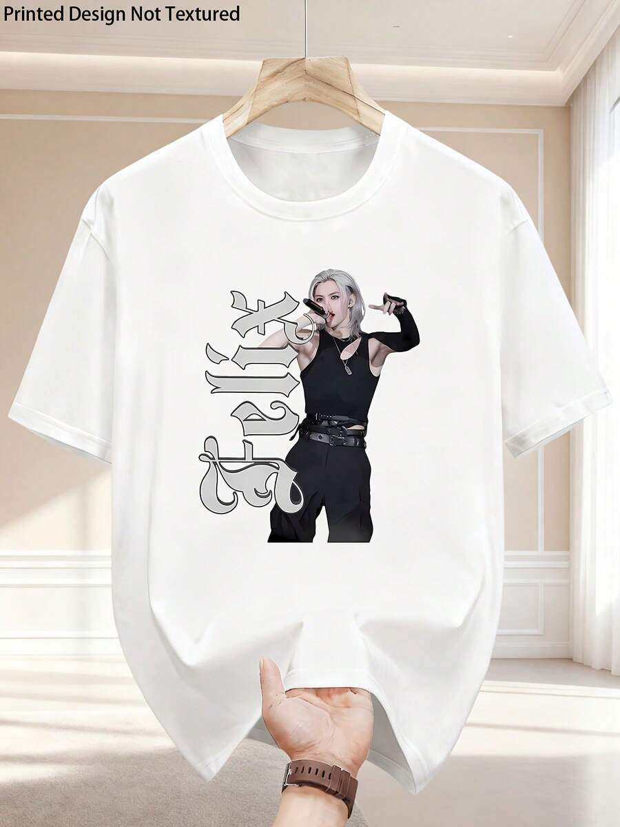 Unisex Adult T-ShirtUnique Singer Portrait Unisex 100% Cotton Youth Concert‑Fan All‑Season Street‑Wear Tee - White - View 1