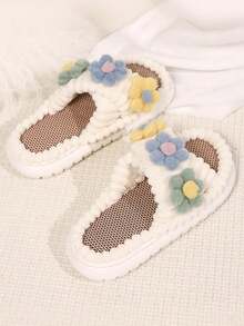 Women's Thermal Lined Warm Thermal Slippers For Home And Outdoor Wear, Autumn/Winter - White - View 4
