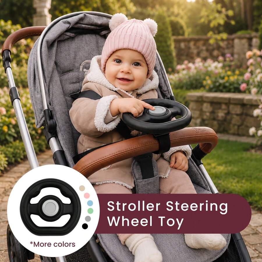 1pc Universal Baby Stroller/Pushchair Toy Steering Wheel, Detachable Fun Driving Accessory - Multicolor - View 1