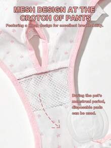 1pc/1pc+5pcs Disposable Diaper Set With Lace Cute Star Print Sanitary Pants Period Pants Anti-Harassment Pants Suitable For Small And Medium Cats And Dogs Pets - Baby Pink - View 6