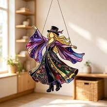 1pc Witchy Rock Muse Acrylic Suncatcher Mystical Witch Style (Random Hanging Rope) - Multicolor - View 3