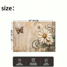 1/4/6 pièces Sets de table imprimés avec motif de marguerites & papillons de la série automne, tapis de table résistants à la chaleur pour la cuisine de la maison, protection de table, table de salle à manger, décoration de fête - Multicolore - Voir 6