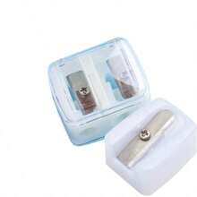 1pc White Eyeliner/Eyebrow Pencil Sharpener, Dual-Hole Design Sharpening Tool, Mini Portable Multi-Function Pencil Sharpener - White - View 4